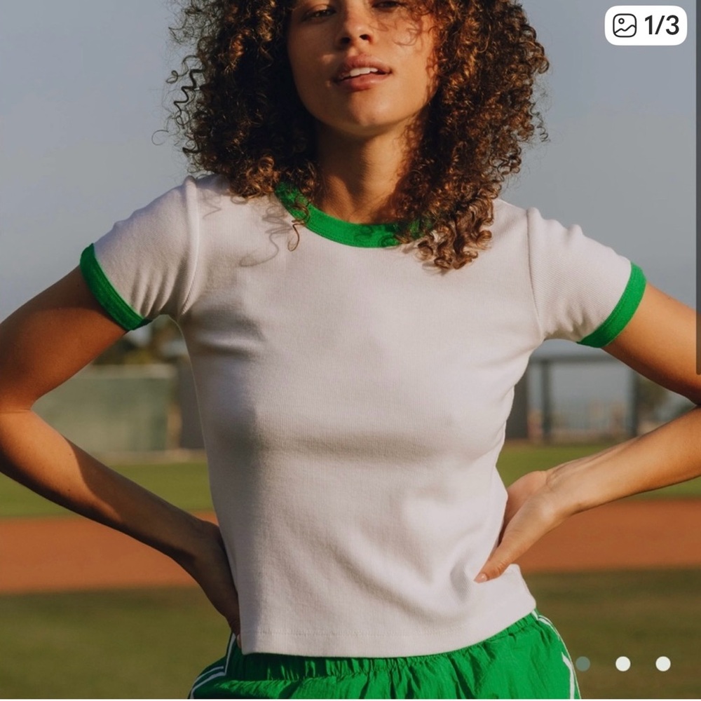 BRAND NEW Daily Drills White Tee with Green Accents